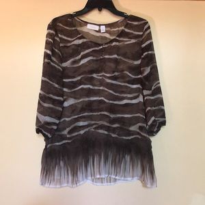 Chicos Sheer Animal Print Tunic Top